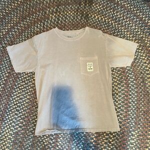 Blue & Cream Gray Graphic Pocket T-Shirt